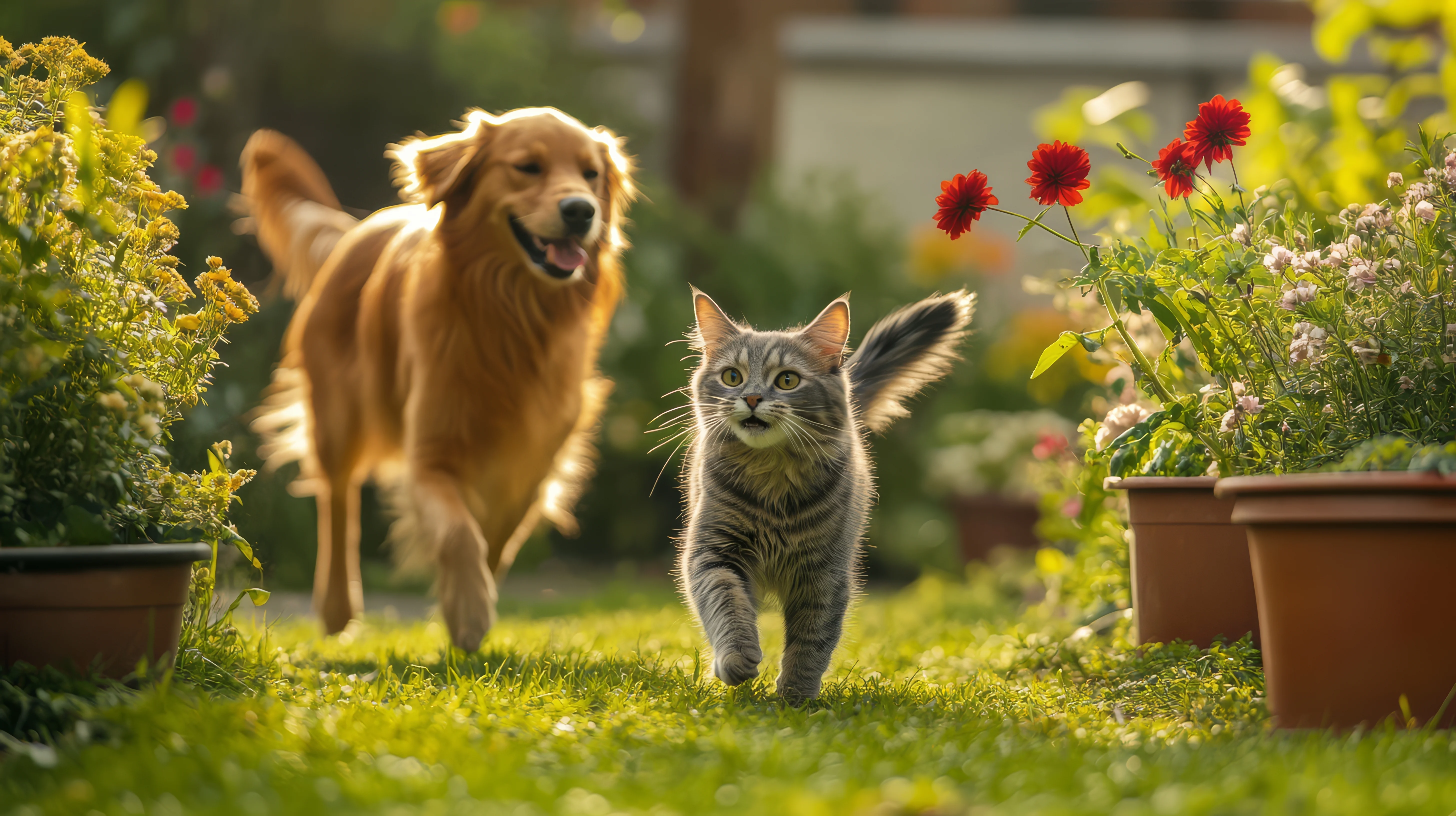 Dog and cat together, representing companions who benefit from dental care